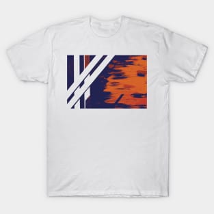 Bamboo grove in Burnt Orange and Midnight Blue T-Shirt